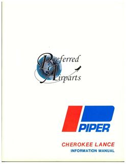 Picture of New Piper Cherokee Lance Pilot Information Manual p/n 761-616