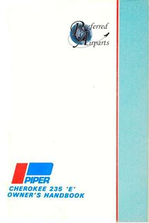 Picture of New Piper Cherokee 235 E Owners Handbook p/n 761-463