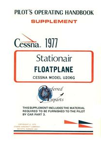 Picture of New 1977 Cessna U206G Floatplate Pilot’s Information Manual p/n D1105-13