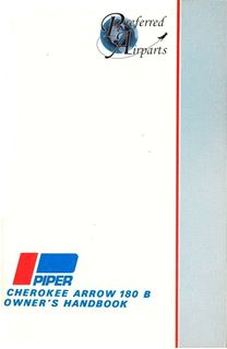 Picture of New Piper Cherokee Arrow 180 B Owners Handbook p/n 761-461