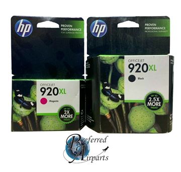 Picture of 1 LOT OF NIB GENUINE HP 920XL BLACK (CD975AN) & MAGENTA (CD973AN) INK CARTRIDGES