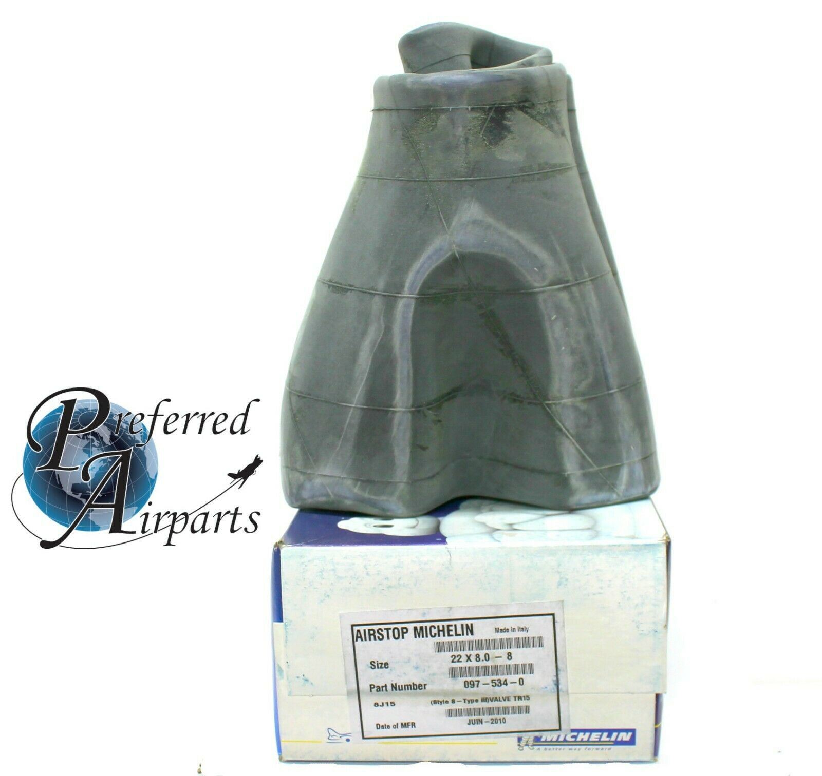 New Michelin Airstop 22 X 8.0-8 Aircraft Inner Tube p/n 097-534-0 