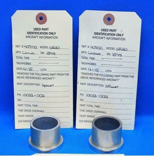 Picture of Used Pair of Cirrus SR-20 Nose Wheel Axle Spacer Pair P/N: 10033-002 (19437)