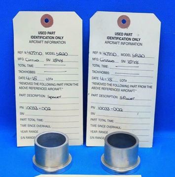 Picture of Used Pair of Cirrus SR-20 Nose Wheel Axle Spacer Pair P/N: 10033-002 (19437)