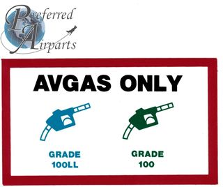Picture of Lot of 10 Avgas Only Placards PN 000002, Piper PN 456-682 100LL, 100