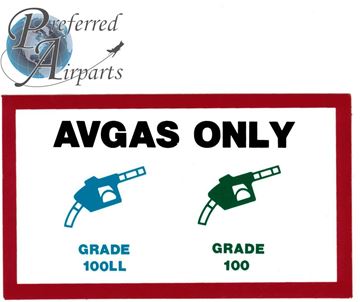 Picture of Lot of 10 Avgas Only Placards PN 000002, Piper PN 456-682 100LL, 100