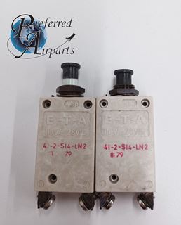 Picture of Lot of 2 E-T-A Circuit Breakers, p/n 412S14LN2, p/n 41-2-S14-LN2, 454-715