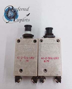 Picture of Lot of 2 E-T-A Circuit Breakers, p/n 412S14LN2, p/n 41-2-S14-LN2, 454-715