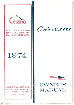 Picture of New 1974 Cessna Cardinal RG Owner's Manual p/n D1019-13