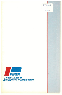Picture of Piper Cherokee "B" Aircraft Owner's Handbook, P/N 753-600