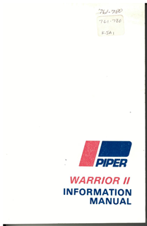 Picture of Piper PA28-161 Warrior II Information Manual, p/n 761-780