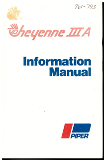 Picture of Piper PA42-720 Cheyenne IIIA Information Manual, p/n 761-793