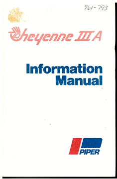 Picture of Piper PA42-720 Cheyenne IIIA Information Manual, p/n 761-793