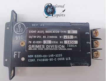 Picture of New Grimes Aerospace Light Indicator, p/n 65-0281-31, 6220-00-146-3226