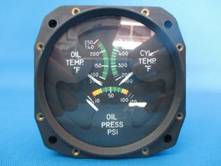 Picture of Repaired Rochester 3 Way Aircraft Engine Gauge p/n 6246-00681, PS50160-6 (16751)