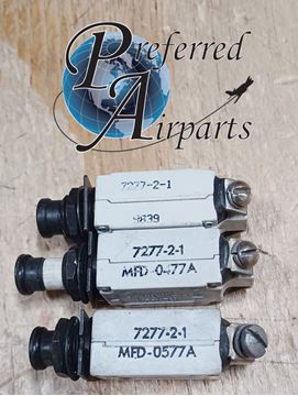 Picture of Lot of 3 Used Klixon Aviation Circuit Breakers, p/n 7277-2-1