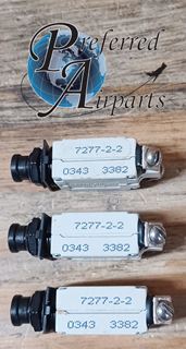 Picture of Lot of 3 Used Klixon Texas Instruments Aviation Circuit Breakers, p/n 7277-2-2