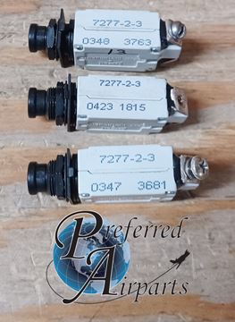 Picture of Lot of 3 Used Klixon Texas Instruments Aviation Circuit Breakers, p/n 7277-2-3