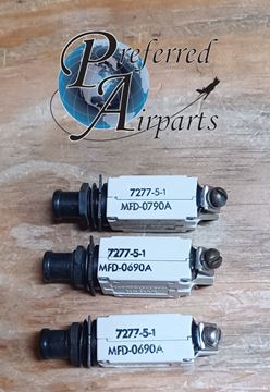 Picture of Lot of 3 Used Klixon Texas Instruments Aviation Circuit Breakers, p/n 7277-5-1