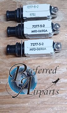 Picture of Lot of 3 Used Klixon Texas Instruments Aviation Circuit Breakers, p/n 7277-5-2