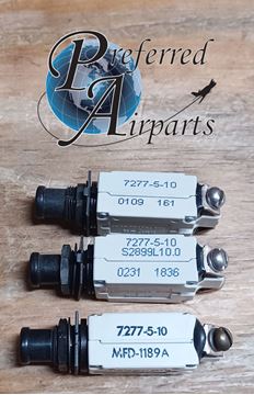 Picture of Lot of 3 Used Klixon Texas Instruments Aviation Circuit Breakers, p/n 7277-5-10