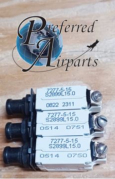Picture of Lot of 3 Used Klixon Texas Instruments Aviation Circuit Breakers, p/n 7277-5-15