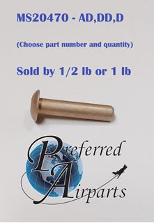 Picture of Solid Aerospace Rivets, 1/2 - 1 lb, Multiple Variations, p/n MS20470 (AD,D,DD)