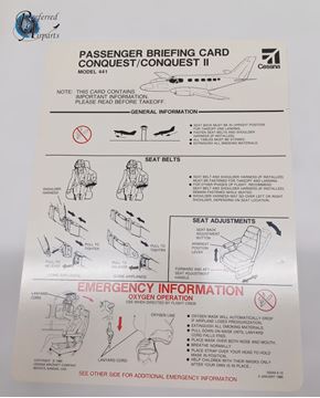 Picture of Lot of 10 Cessna 441 Conquest/Conquest II Passenger Briefing Cards pn D5242-4-13