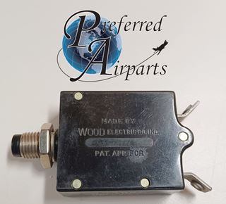 Picture of New Surplus Wood Electric Piper Aircraft Circuit Breaker pn 454-657, 109-210-102