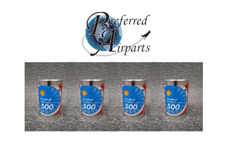 Picture of Lot of 4 New Surplus Quarts of Aeroshell 500 Turbine Engine Oil p/n AEROSHELL500