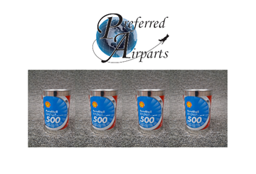 Picture of Lot of 4 New Surplus Quarts of Aeroshell 500 Turbine Engine Oil p/n AEROSHELL500