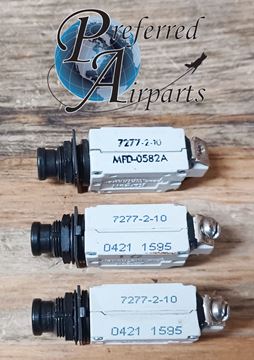 Picture of Lot of 3 Used Klixon Texas Instruments Aviation Circuit Breakers, p/n 7277-2-10