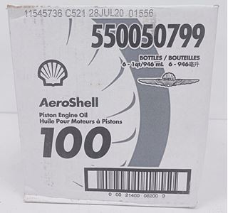 Picture of Lot of 6 New Surplus Quart Bottles of Aviation Piston Engine Oil pn Aeroshell100